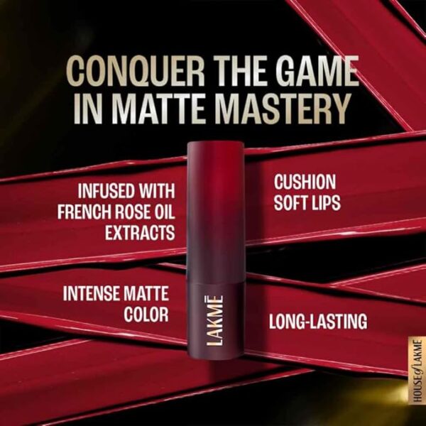 Lakme Forever Matte Lipstick, Made With French Rose Oil Extracts, Pink Unicorn, 4.5g - Image 5