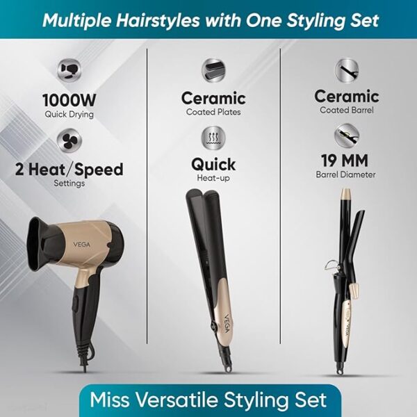 Vega Miss Dazzle Styling Set for Women, Hair Straightener - Image 6