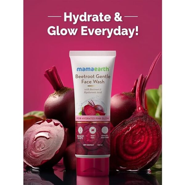 Mamaearth Beetroot Gentle Face Wash&Hyaluronic Acid For Hydrated Pink Glow -100Ml| - Image 4